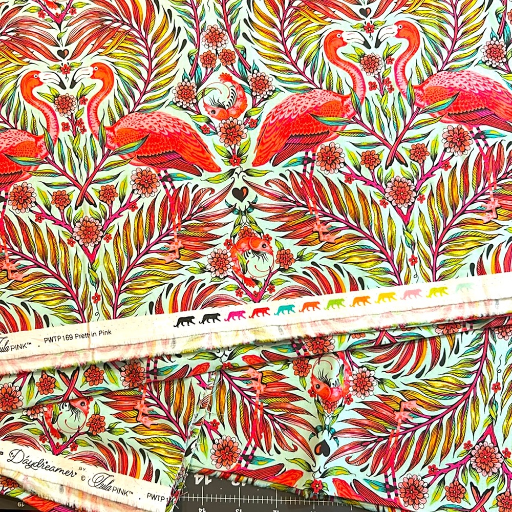 Tula Pink Fabric Daydreamer Pretty in Pink Flamingos 1 yard